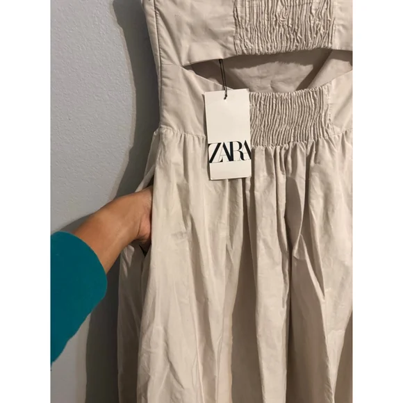 Women's Zara Strapless Beige Bubble Dress XS - Picture 5 of 5